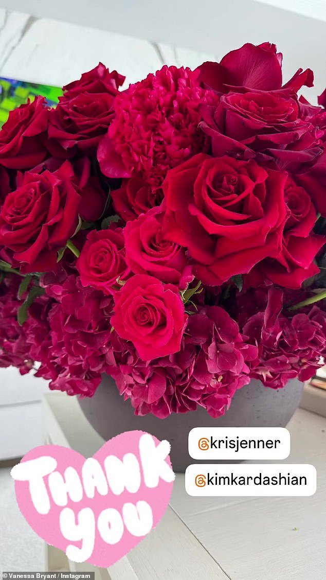 The founder of Skims and collaborated with her mother, Kris Jenner, to send this special red rose-filled tribute on Vanessa Bryant's 42nd birthday