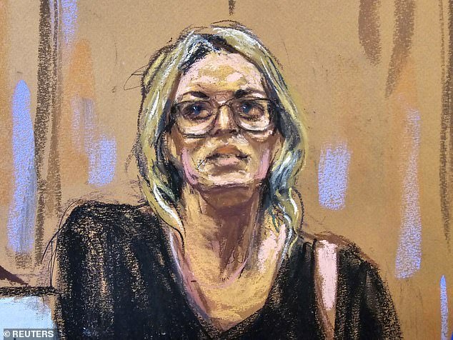A courtroom sketch of Stormy Daniels testifying in the hush money case on May 7