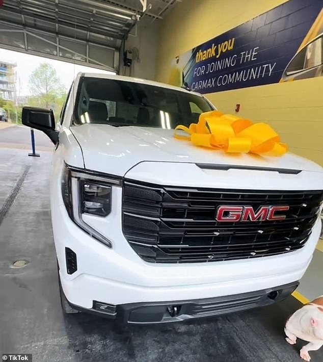 Bailee chose a white GMC Sierra 1500 truck.  According to the GMC website, prices are approximately $47,195 for a standard model