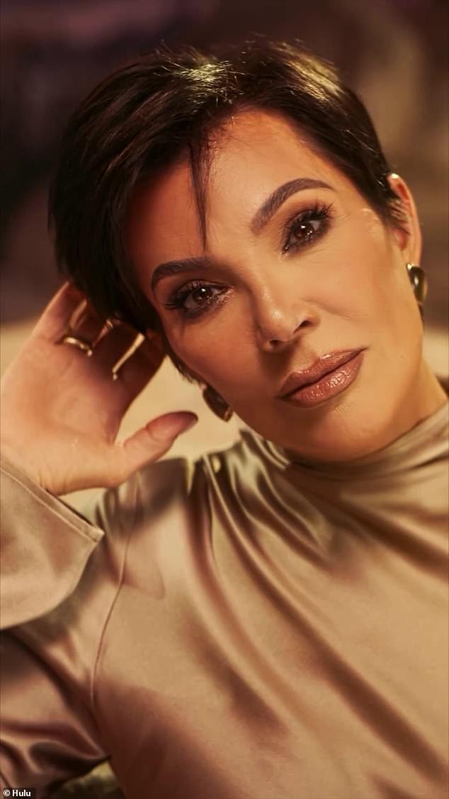 Momager Kris Jenner was also featured.  Her portrait was up close as she modeled a gold dress