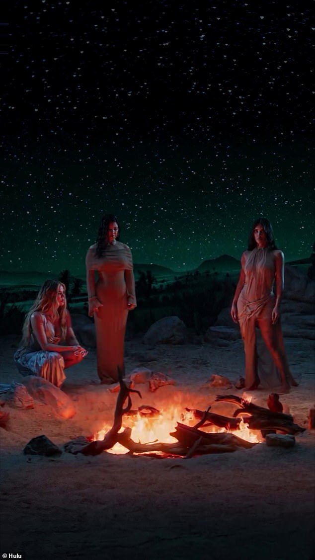All of the reality TV women were seen sitting by a fire in a desert setting at night