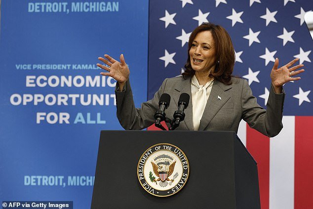 U.S. Vice President Kamala Harris delivers remarks during the second stop of her nationwide Economic Opportunity Tour in Detroit, Michigan
