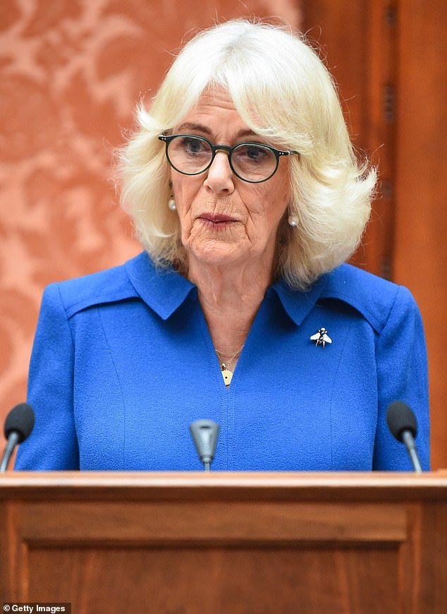 Queen Camilla (pictured Wednesday) originally launched The Wash Bags Project in 2013 after speaking to survivors of rape and sexual abuse during her visits to sexual violence referral centres.