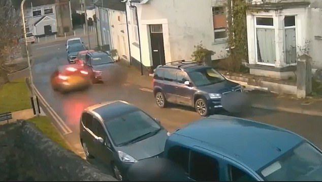 Harley Whiteman is seen driving down a quiet road, narrowly avoiding parked cars and barely stopping at an intersection