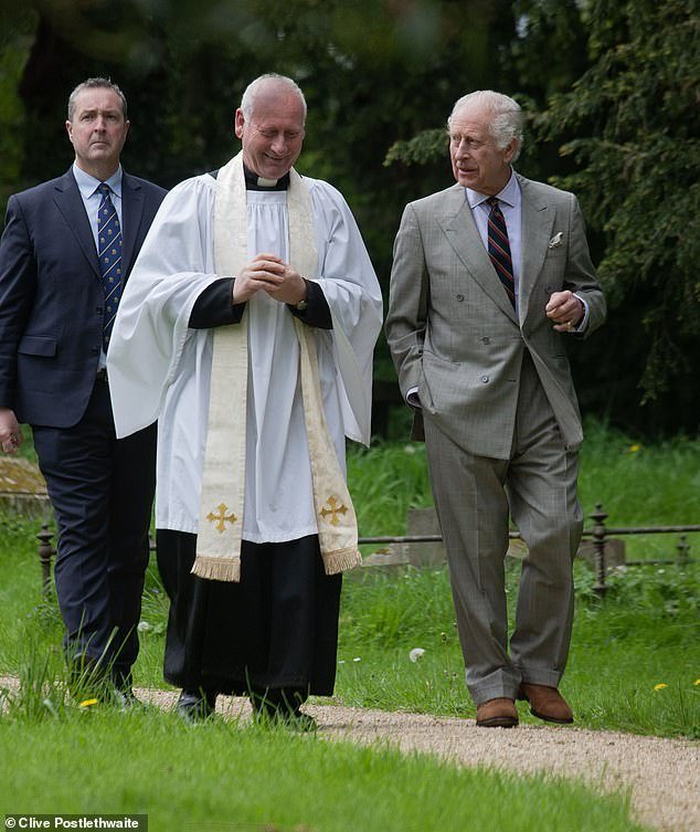 King Charles leaves a church in Gloucestershire today