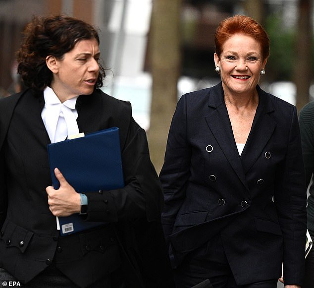 She is suing Pauline Hanson (pictured with her lawyer Sue Chrysanthou) for $150,000 in damages over what she claims was a racist tweet directed at her